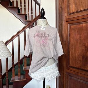 Vtg Junk Food America Brown Pink Text T Shirt